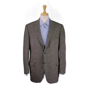 Vintage 50's 60's Jackson Brothers Gray/Blue Check Tweed Knit 2-Btn Blazer 42L